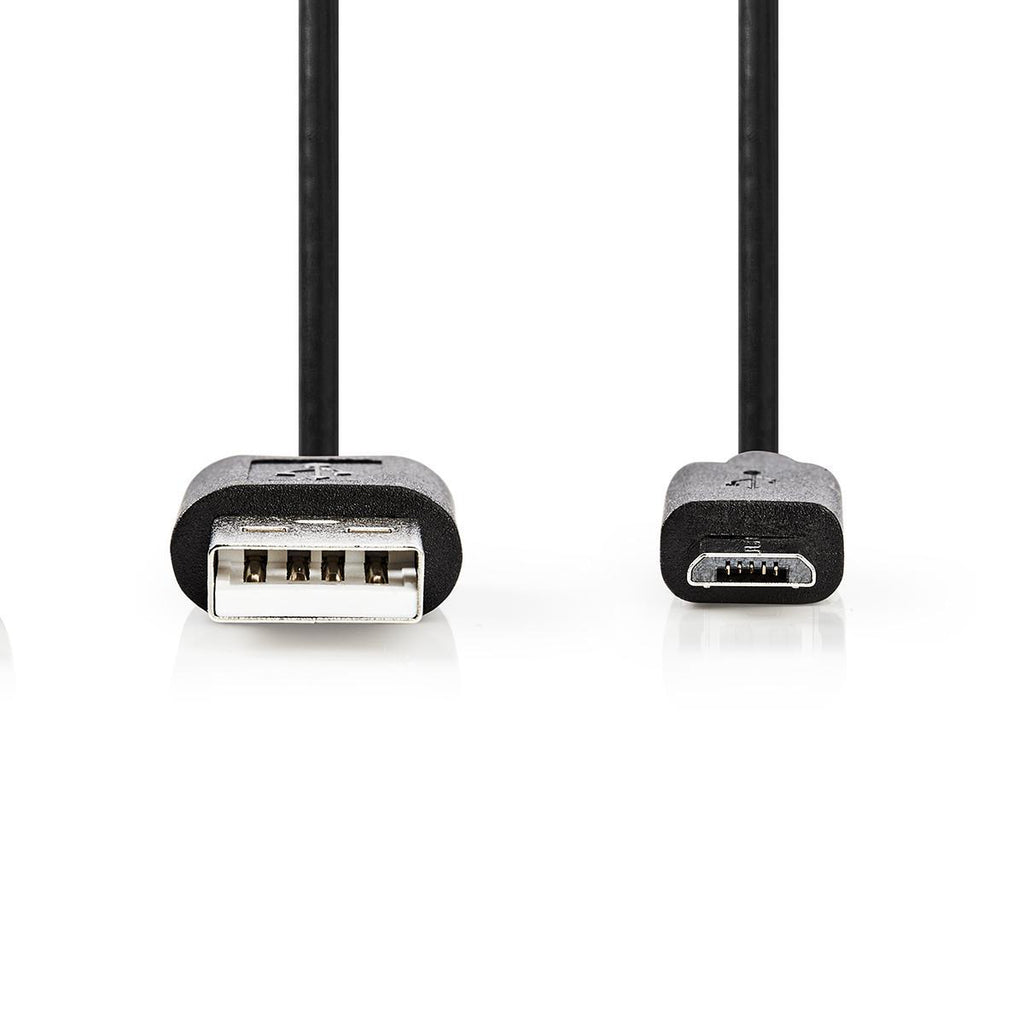 USB kábel | USB | USB-A Dugasz | USB Micro-B Dugasz | Nikkelezett | 5.00 m | Kerek | PVC | Fekete | Műanyag Zacskó