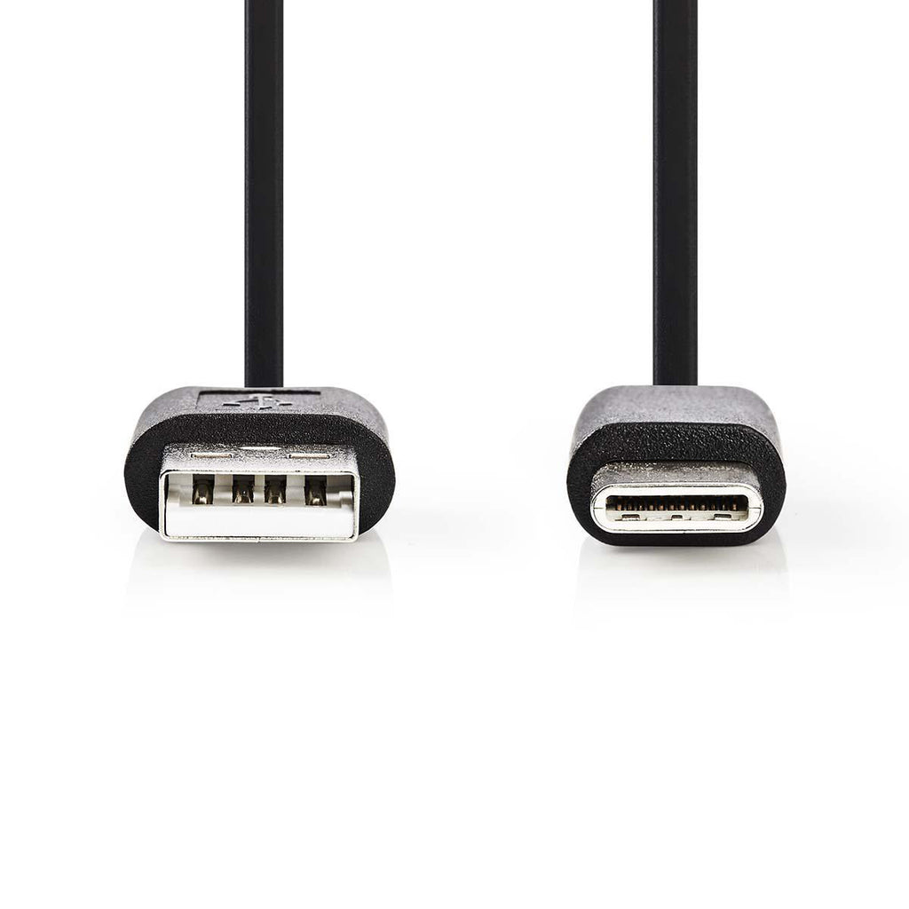 USB kábel | USB | USB-A Dugasz | USB Type-C™ Dugasz | Nikkelezett | 2.00 m | Kerek | PVC | Fekete | Műanyag Zacskó