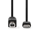 USB kábel | USB 2.0 | USB-C™ Dugasz | USB-B Dugasz | 480 Mbps | OTG | Nikkelezett | 1.00 m | Kerek | PVC | Fekete | Boríték