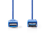 USB kábel | USB 3.2 Gen 1 | USB-A Dugasz | USB-A Aljzat | 5 Gbps | Nikkelezett | 2.00 m | Kerek | PVC | Kék | Műanyag Zacskó