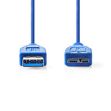 USB kábel | USB | USB-A Dugasz | USB Micro-B Dugasz | Nikkelezett | 1.00 m | Kerek | PVC | Kék | Műanyag Zacskó