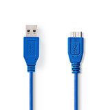 USB kábel | USB | USB-A Dugasz | USB Micro-B Dugasz | Nikkelezett | 1.00 m | Kerek | PVC | Kék | Műanyag Zacskó