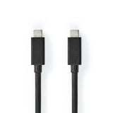 USB kábel | USB 3.2 Gen 2x2 | USB-C™ Dugasz | USB-C™ Dugasz | 20 Gbps | Nikkelezett | 1.00 m | Kerek | PVC | Fekete | Műanyag Zacskó