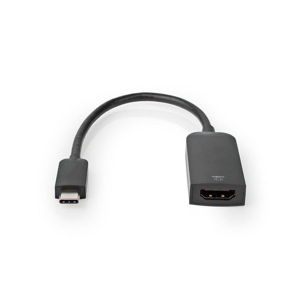 USB-C™ Adapter | USB 3.2 Gen 1 | USB-C™ Dugasz | HDMI™ Aljzat | 4K@60Hz | 0.20 m | Kerek | Nikkelezett | PVC | Fekete | Műanyag Zacskó