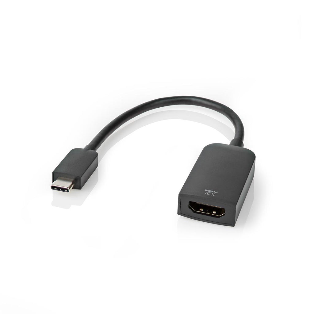 USB-C™ Adapter | USB 3.2 Gen 1 | USB-C™ Dugasz | HDMI™ Aljzat | 4K@60Hz | 0.20 m | Kerek | Nikkelezett | PVC | Fekete | Műanyag Zacskó