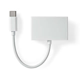 USB-C™ Adapter | USB 2.0 | USB-C™ Dugasz | 3.5 mm Aljzat | 0.10 m | Kerek | Nikkelezett | ABS/PVC | Fehér | Boríték