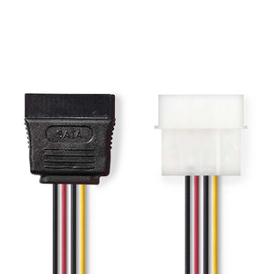 Belső hálózati kábel | Molex Dugasz - SATA 15 tűs Aljzat | 0,15 m | Különféle