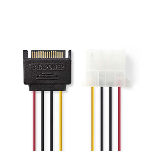 Belső hálózati kábel | SATA 15 tűs Dugasz - Molex Aljzat | 0,15 m | Különféle