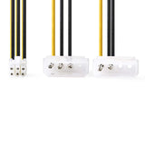 Belső hálózati kábel | 2x Molex Dugasz | PCI Express Aljzat | Aranyozott | 0.20 m | Kerek | PVC | Fekete / Sárga | Műanyag Zacskó