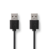 USB kábel | USB 2.0 | USB-A Dugasz | USB-A Dugasz | 480 Mbps | Nikkelezett | 3.00 m | Kerek | PVC | Fekete | Papírfüles