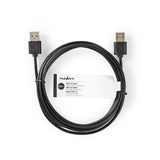 USB kábel | USB 2.0 | USB-A Dugasz | USB-A Dugasz | 480 Mbps | Nikkelezett | 3.00 m | Kerek | PVC | Fekete | Papírfüles