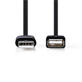 USB kábel | USB 2.0 | USB-A Dugasz | USB-A Aljzat | 480 Mbps | Nikkelezett | 1.00 m | Kerek | PVC | Fekete | Papírfüles