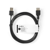 USB kábel | USB 2.0 | USB-A Dugasz | USB-A Aljzat | 480 Mbps | Nikkelezett | 3.00 m | Kerek | PVC | Fekete | Papírfüles