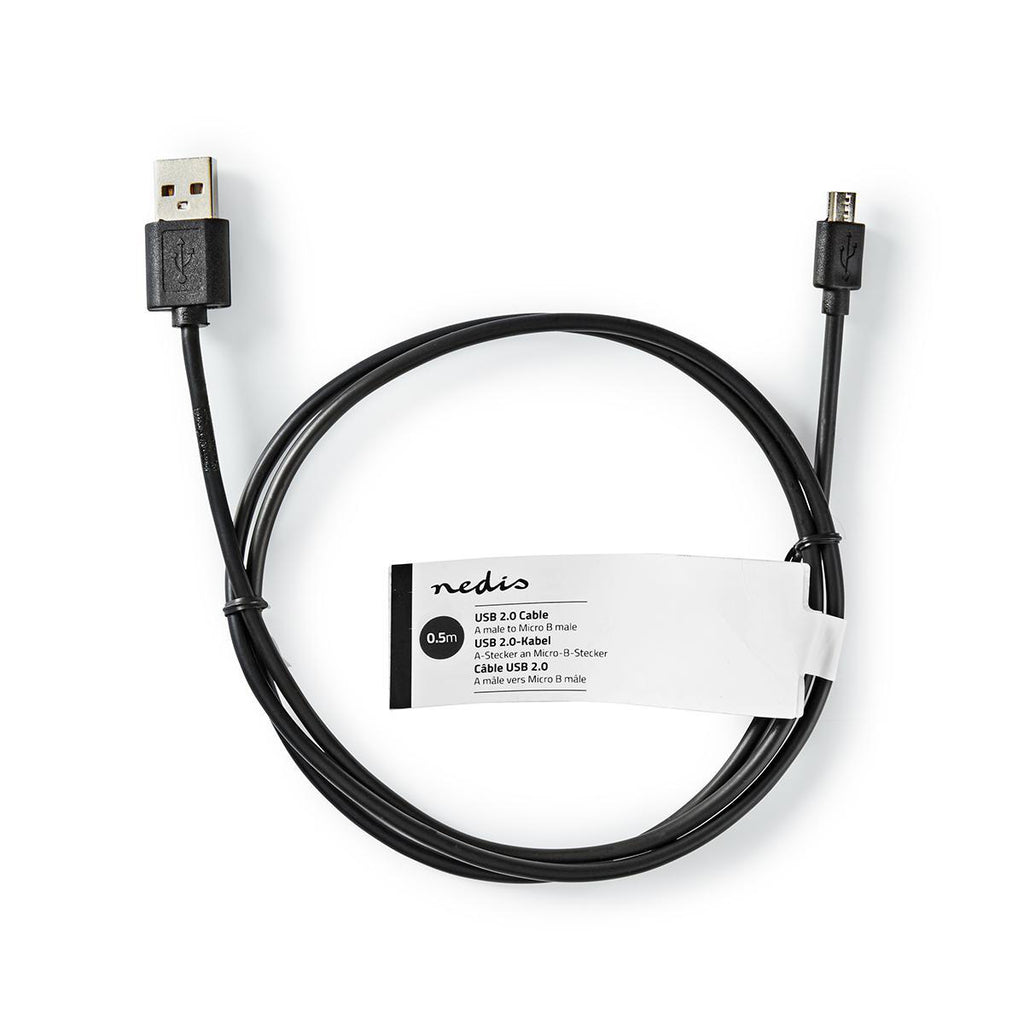 USB kábel | USB | USB Type-C™ Dugasz | USB Micro-B Dugasz | Nikkelezett | 0.50 m | Kerek | PVC | Fekete | Papírfüles