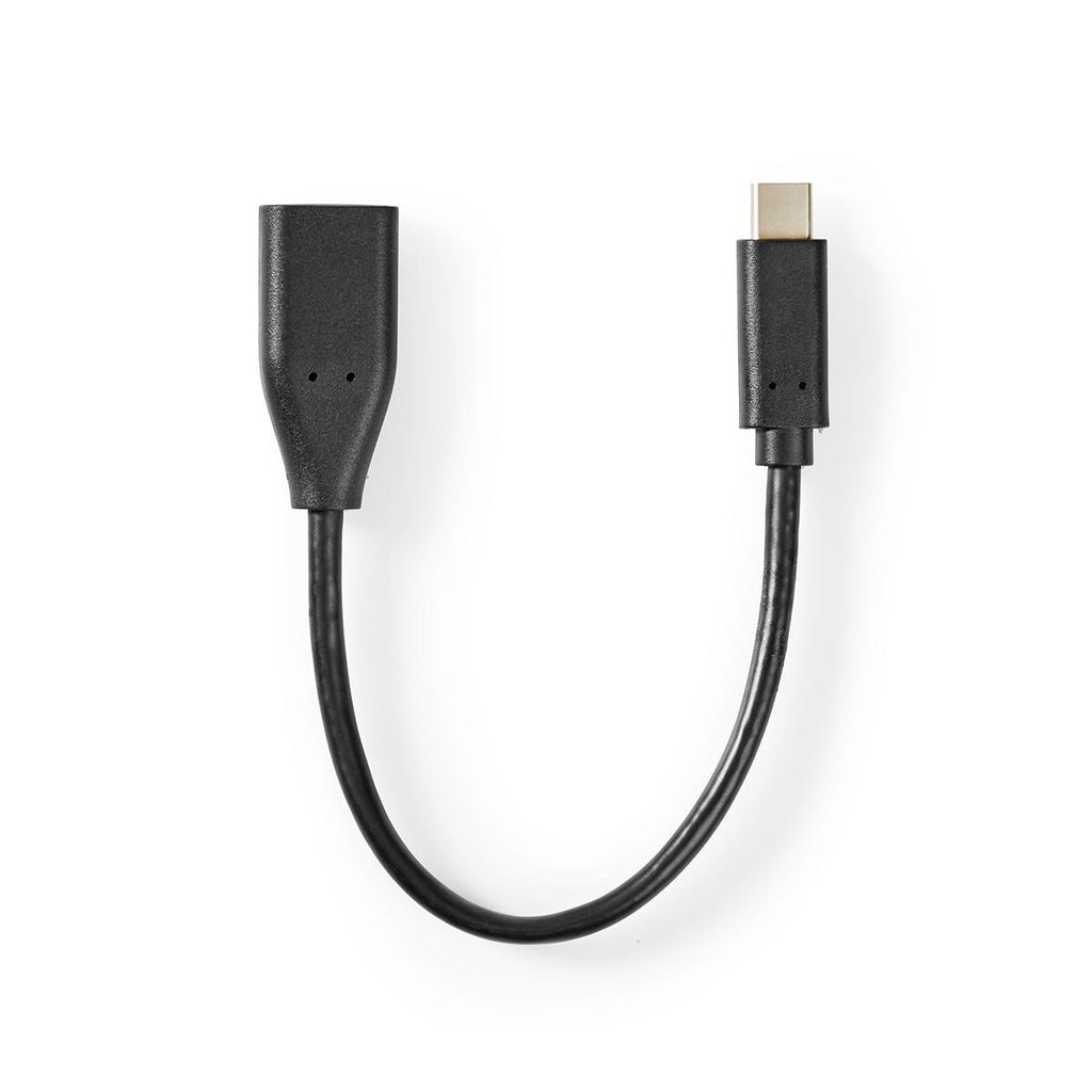 USB adapter | USB 3.2 Gen 1 | USB-C™ Dugasz | USB-A Aljzat | 5 Gbps | OTG | 0.20 m | Kerek | Nikkelezett | PVC | Fekete | Papírfüles