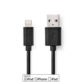 Lightning Kábel | USB 2.0 | Apple Lightning, 8 Pólusú | USB-A Dugasz | 480 Mbps | Nikkelezett | 1.00 m | Kerek | PVC | Fekete | Doboz