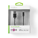 Lightning Kábel | USB 2.0 | Apple Lightning, 8 Pólusú | USB-A Dugasz | 480 Mbps | Nikkelezett | 1.00 m | Kerek | PVC | Fekete | Doboz