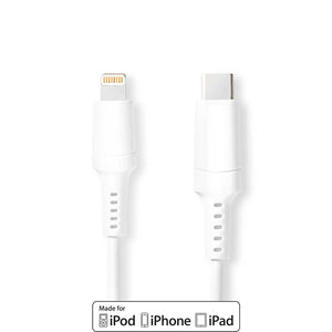 Lightning Kábel | USB 2.0 | Apple Lightning, 8 Pólusú | USB-C™ Dugasz | 480 Mbps | Nikkelezett | 2.00 m | Kerek | PVC | Fehér | Doboz