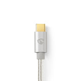 USB kábel | USB 2.0 | USB-C™ Dugasz | USB-C™ Dugasz | 100 W | 480 Mbps | Aranyozott | 1.00 m | Kerek | Márkás / Nejlon Tok | Ezüst | Ablakos Fedő Doboz