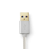 USB kábel | USB | USB-A Dugasz | USB Type-C™ Dugasz | Aranyozott | 1.00 m | Kerek | Márkás / Nejlon Tok | Aluminium | Ablakos Fedő Doboz