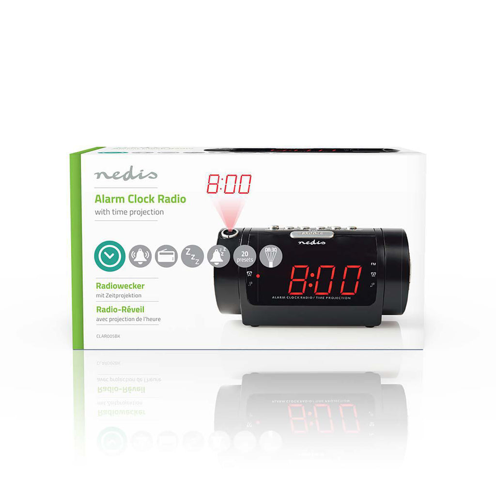 Digitális rádiós ébresztőóra | LED Kijelző | Idő kivetítés | AM / FM | Szundi funkció | Alvás időzítő | Riasztások száma: 2 | Fekete