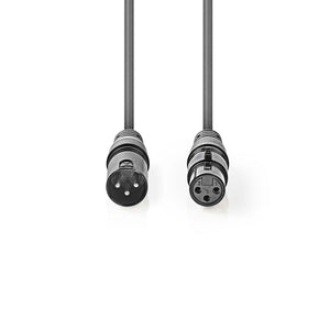 Szimmetrikus Audió Kábel | XLR 3-Tűs Dugasz | XLR 3-Tűs Aljzat | Nikkelezett | 0.50 m | Kerek | PVC | Sötét Szürke | Kartondoboz