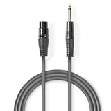 Kiegyensúlyozatlan audio kábel | XLR 3-Tűs Aljzat | 6.35 mm Dugasz | Nikkelezett | 1.50 m | Kerek | PVC | Sötét Szürke | Kartondoboz