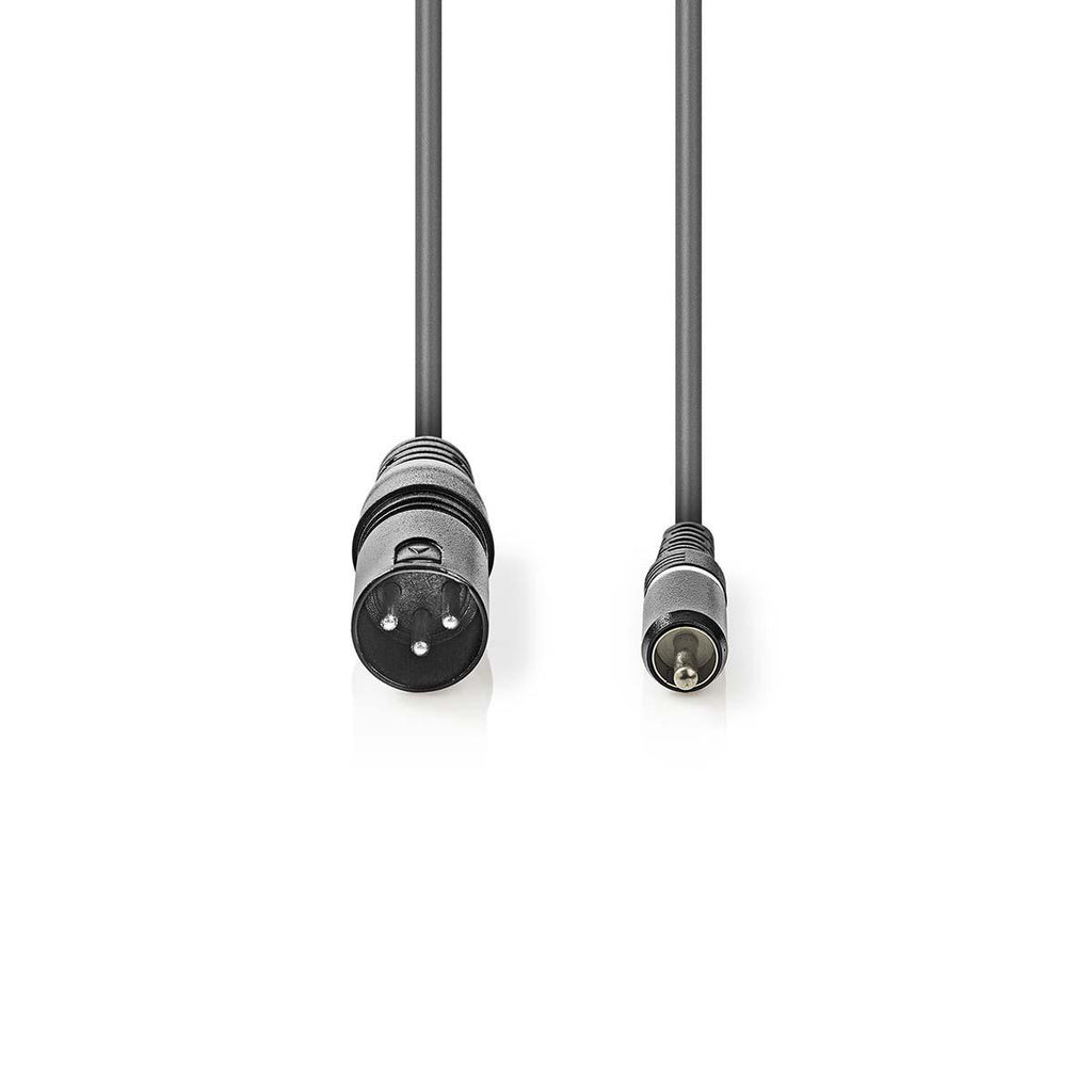 Kiegyensúlyozatlan audio kábel | XLR 3-Tűs Dugasz | RCA Dugasz | Nikkelezett | 1.50 m | Kerek | PVC | Sötét Szürke | Kartondoboz