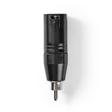 XLR adapter | XLR 3-Tűs Dugasz | RCA Dugasz | Nikkelezett | Egyenes | Fém | Fekete | 1 db | Műanyag Zacskó