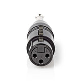 XLR adapter | XLR 3-Tűs Aljzat | 6.35 mm Dugasz | Nikkelezett | Egyenes | Fém | Fekete | 1 db | Műanyag Zacskó