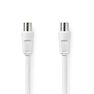 Koaxiális Kábel | IEC (Koax) Dugasz | IEC (Koax) Aljzat | Nikkelezett | 90 dB | 75 Ohm | Dupla Szigeteléssel | 1.50 m | Kerek | PVC | Fehér | Label-0