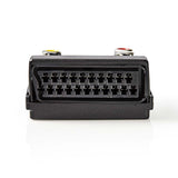Kapcsolható SCART adapter | SCART Dugasz - SCART-aljzat + S-Video Aljzat + 3 db RCA-aljzat | Fekete
