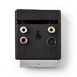 Kapcsolható SCART adapter | SCART Dugasz - SCART-aljzat + S-Video Aljzat + 3 db RCA-aljzat | Fekete