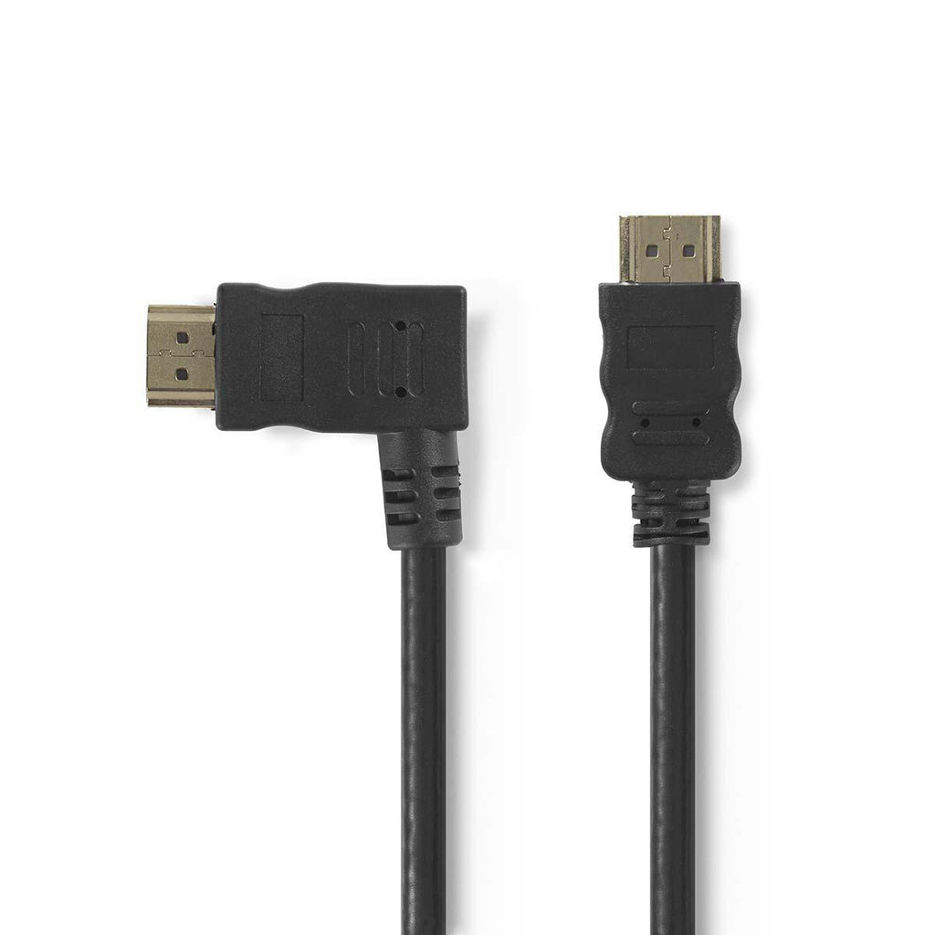 Nagy Sebességű HDMI ™ kábel Ethernet | Bal Hooked HDMI ™ csatlakozó | HDMI™ Csatlakozó | 4K@30Hz | 10.2 Gbps | 1.50 m | Kerek | PVC | Fekete | Műanyag Zacskó