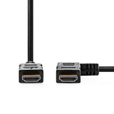 Nagy Sebességű HDMI ™ kábel Ethernet | Jobb Hooked HDMI ™ csatlakozó | HDMI™ Csatlakozó | 4K@30Hz | 10.2 Gbps | 1.50 m | Kerek | PVC | Fekete | Műanyag Zacskó
