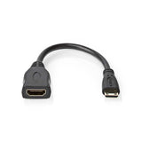 Nagy Sebességű HDMI ™ kábel Ethernet | HDMI™ Csatlakozó | HDMI™ Mini Csatlakozó | 4K@30Hz | 10.2 Gbps | 0.20 m | Kerek | PVC | Fekete | Műanyag Zacskó