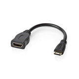 Nagy Sebességű HDMI ™ kábel Ethernet | HDMI™ Csatlakozó | HDMI™ Mini Csatlakozó | 4K@30Hz | 10.2 Gbps | 0.20 m | Kerek | PVC | Fekete | Műanyag Zacskó