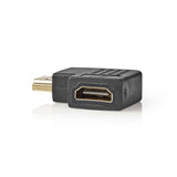 HDMI-adapter | HDMI-csatlakozó - HDMI-aljzat | Jobbra Hajlított | Fekete