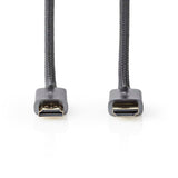 Nagy Sebességű HDMI ™ kábel Ethernet | HDMI™ Csatlakozó | HDMI™ Csatlakozó | 4K@60Hz | ARC | 18 Gbps | 3.00 m | Kerek | Pamut | Gun Metal Szürke | Ablakos Fedő Doboz-1