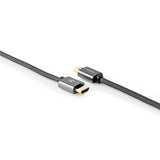 Nagy Sebességű HDMI ™ kábel Ethernet | HDMI™ Csatlakozó | HDMI™ Csatlakozó | 4K@60Hz | ARC | 18 Gbps | 3.00 m | Kerek | Pamut | Gun Metal Szürke | Ablakos Fedő Doboz-2
