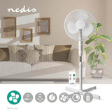 Álló Ventilátor | Átmérő: 400 mm | 3-sebességes | Oszcilláló | 40 W | Állítható magasság | Automatikus kikapcsolás időzítő | Távirányító | Fehér