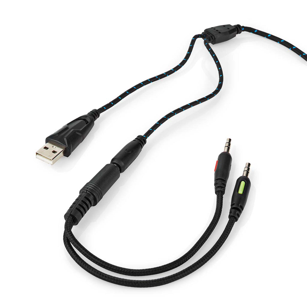Gaming Headset | Teljes Fület Befedő Kialakítás | Stereo | USB Type-A / 2x 3.5 mm | Felhajtható Mikrofon | 2.20 m | LED