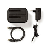 Merevlemez-dokkolóállomás | USB 3.0 | SATA | Kétrekeszes | Hálózati Adapterrel