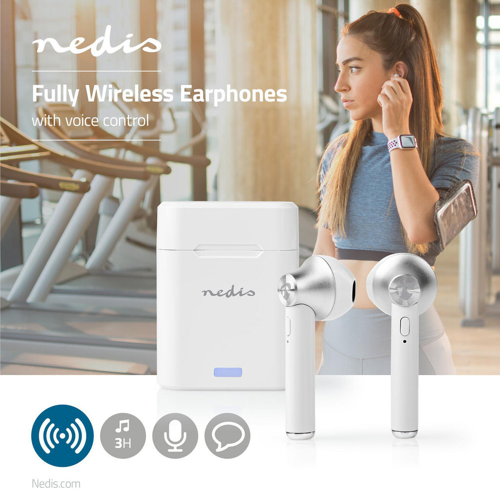 Teljesen vezeték nélküli fülhallgató | Bluetooth® | Nyomás Vezérlés | Töltő tok | Beépített mikrofon | Hangvezérlés támogatás | Fehér