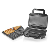 Több grillező | Grill / Sandwich / Waffle | 700 W | 22 x 12.5 cm | Automatikus hőmérséklet-szabályozással | Műanyag / Rozsdamentes Acél