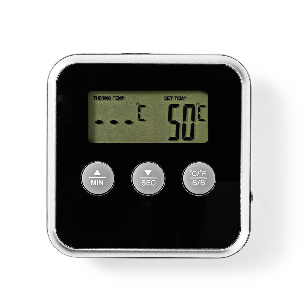 Hús Hőmérő | Időzítő / Riasztás | LCD Kijelző | 0 - 250 °C | Ezüst / Fekete