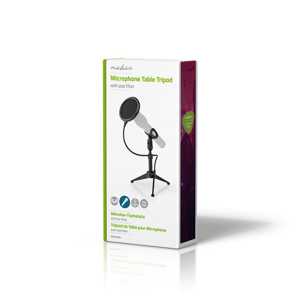 Mikrofontartó Asztali Állvány | Állítható Magasság | Popfilter | 2 Tartó Mellékelve | Fekete