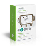 CATV erősítő | Nyereség: 12 dB | 85 - 1218 MHz | Kimenő csatlakozók száma: 2 | Visszatérési út | Ezüst-8