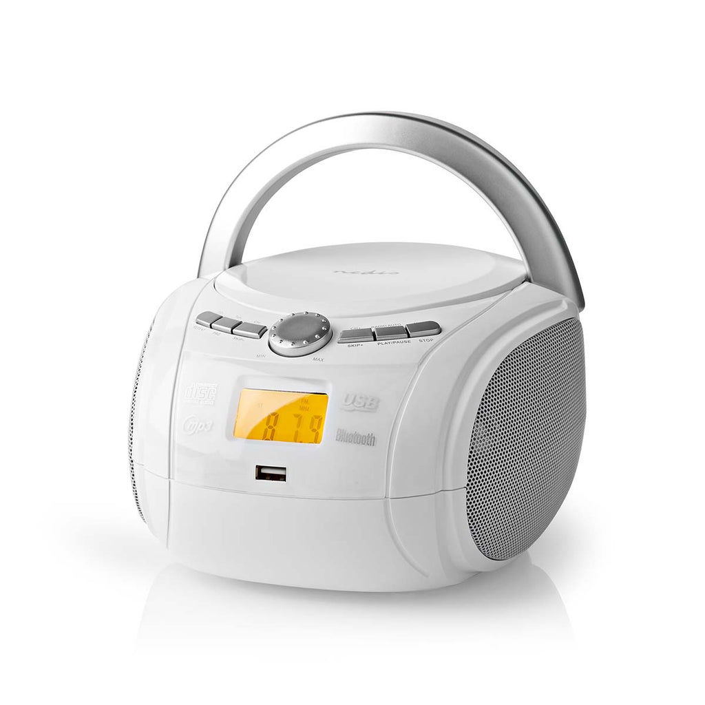 CD-lejátszó Boombox | Elemes Áramellátás / Hálózati Áramellátás | Stereo | 9 W | Bluetooth® | FM | USB lejátszás | Hordozó fogantyú | Fehér