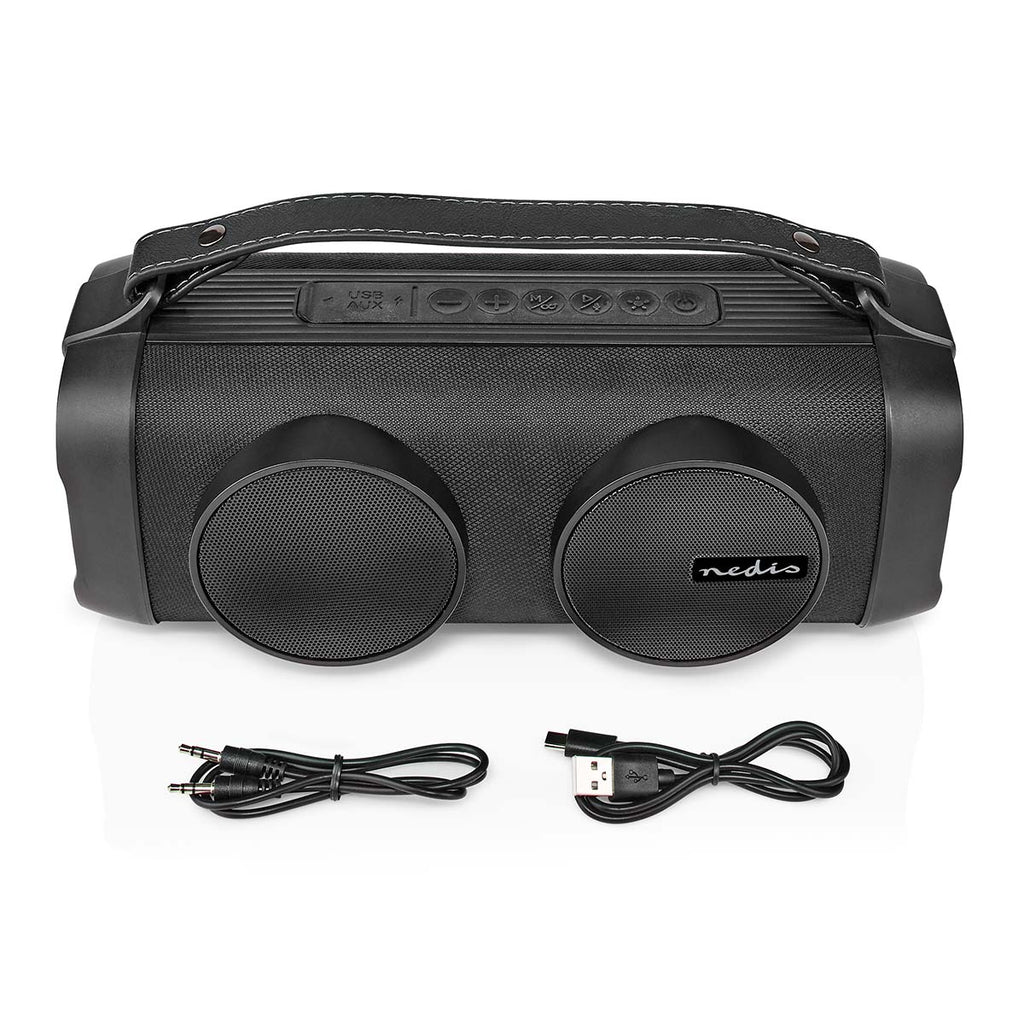 Bluetooth® Party Boombox | 5 hrs | 2.0 | 24 W | Media lejátszás: AUX / USB | Összekapcsolható | Hordozó fogantyú | Party fények | Fekete